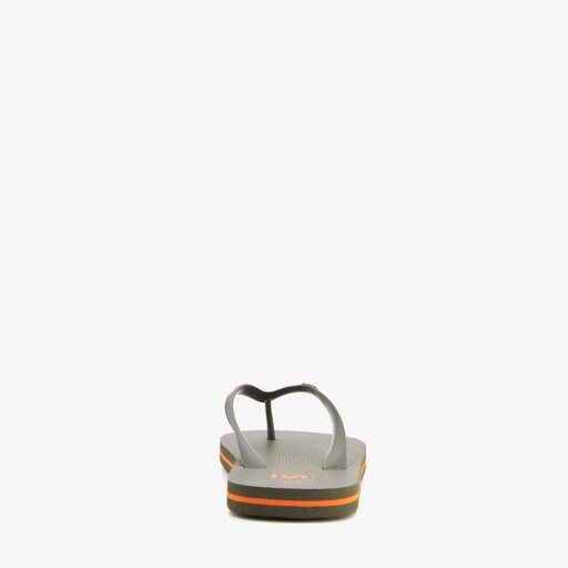 Heren teenslippers groen met oranje details