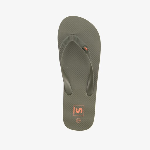 Heren teenslippers groen met oranje details