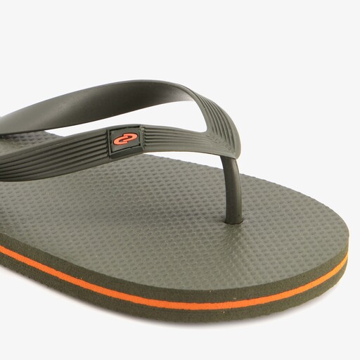 Heren teenslippers groen met oranje details