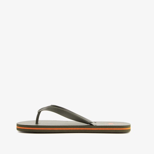 Heren teenslippers groen met oranje details