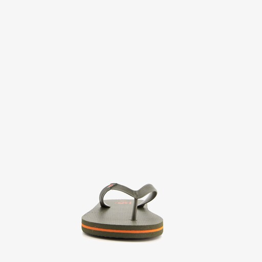 Heren teenslippers groen met oranje details
