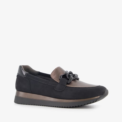 Dames instappers met H leest zwart brons