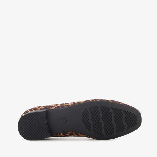 Dames loafers met gesp en panterprint bruin