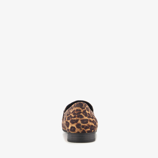 Dames loafers met gesp en panterprint bruin