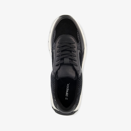 Dames sneakers met slangenprint details zwart