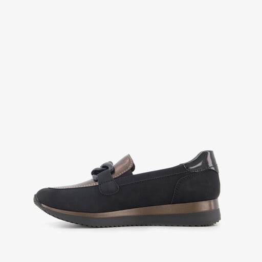 Dames instappers met H leest zwart brons