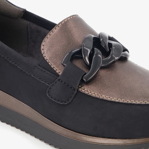 Dames instappers met H leest zwart brons