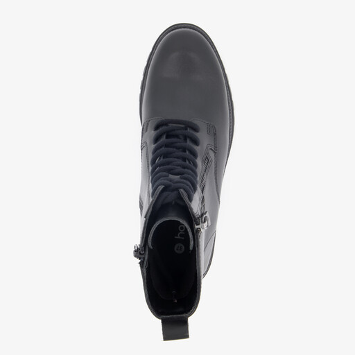 Leren dames veterboots zwart