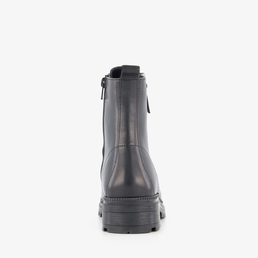 Leren dames veterboots zwart