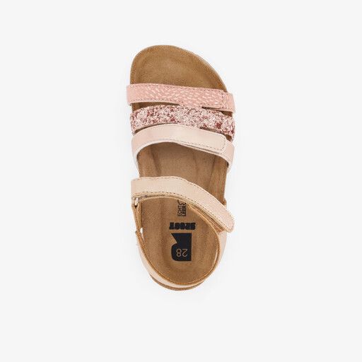Leren meisjes bio sandalen met glitters goud