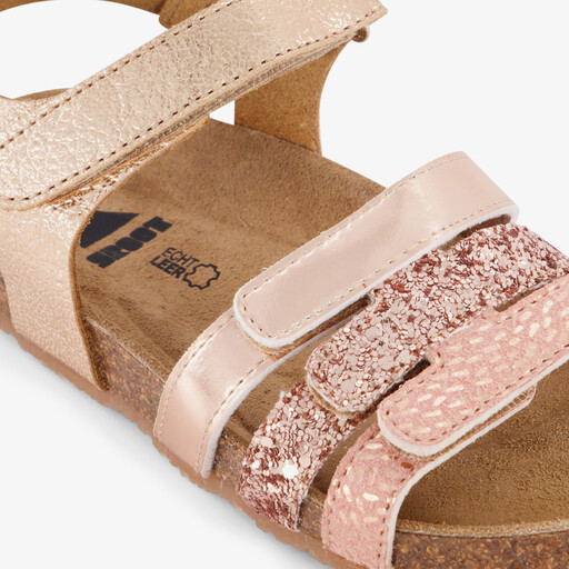 Leren meisjes bio sandalen met glitters goud