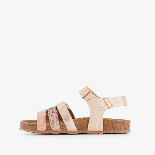 Leren meisjes bio sandalen met glitters goud