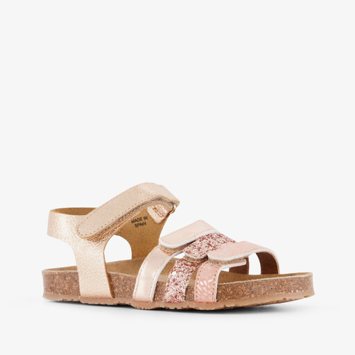Leren meisjes bio sandalen met glitters goud