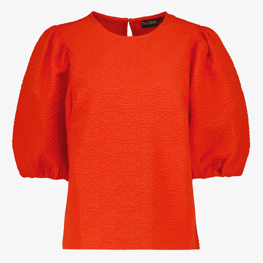 Dames top met pofmouwen rood
