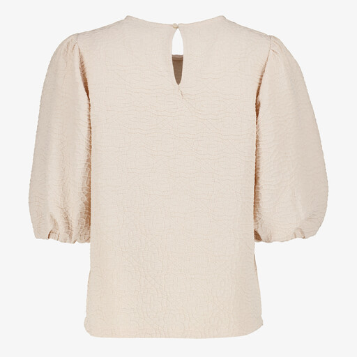 Dames top met pofmouwen beige