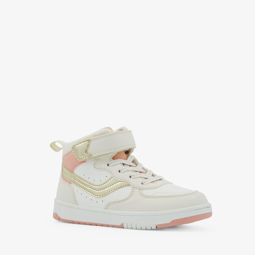 Hoge meisjes sneakers beige metallic