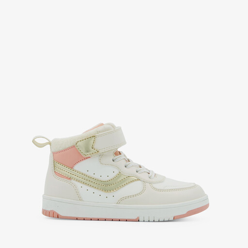 Hoge meisjes sneakers beige metallic