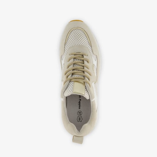 Suede dames sneakers beige metallic