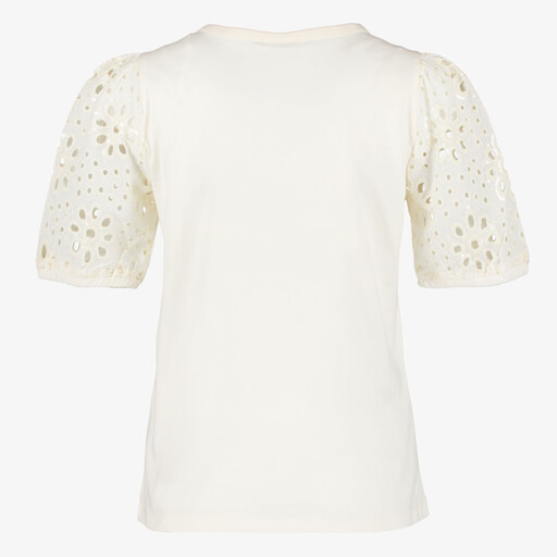 T-shirt met broderie mouwen wit