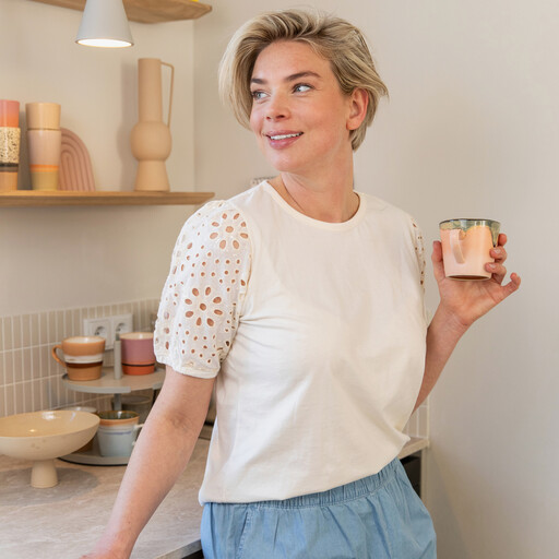 T-shirt met broderie mouwen wit