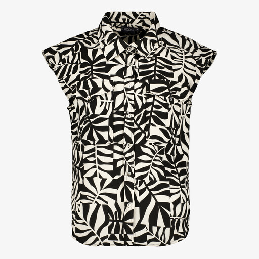 Dames blouse met print zwart wit
