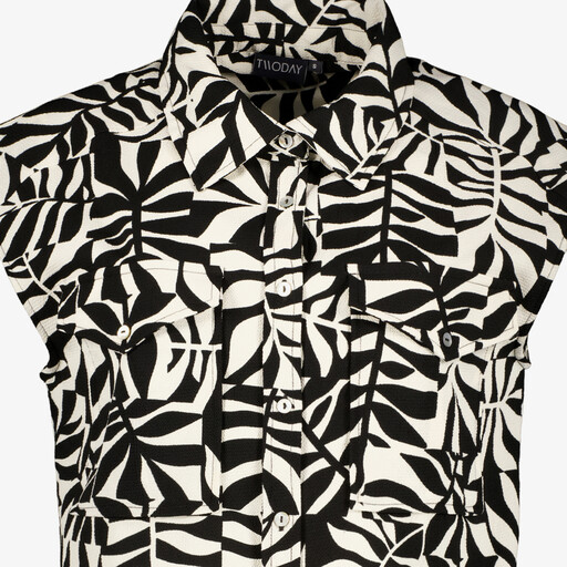 Dames blouse met print zwart wit