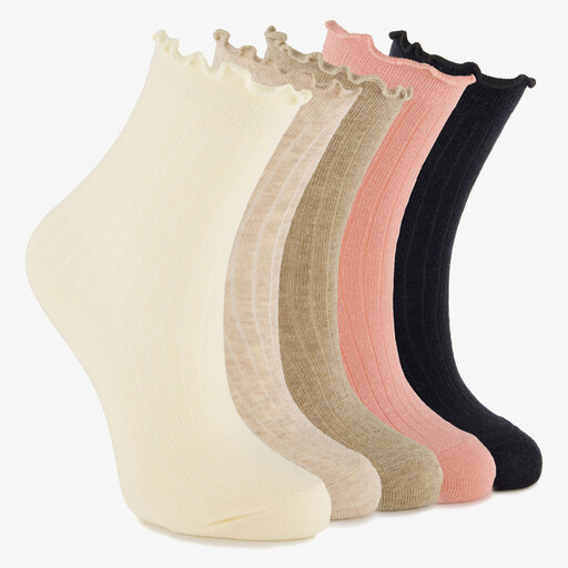 5 paar lange kindersokken met kartelrandjes