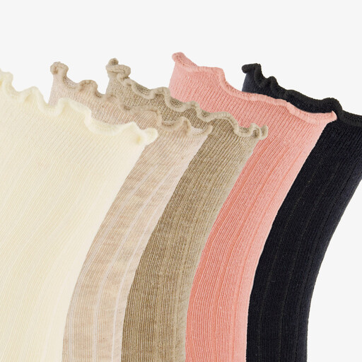 5 paar lange kindersokken met kartelrandjes