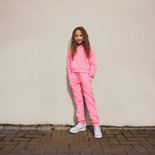S meisjes hoodie cropped roze