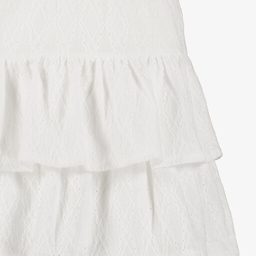 Meisjes broderie rok met ruches wit