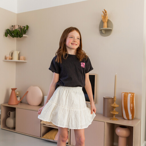 Meisjes broderie rok met ruches wit