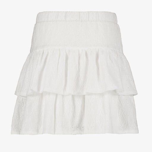 Meisjes broderie rok met ruches wit