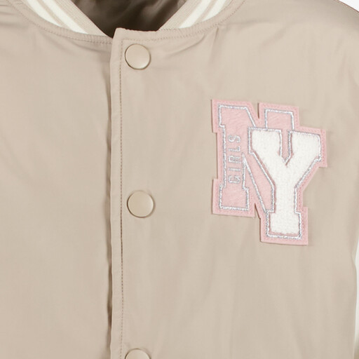 Meisjes bomberjack beige wit