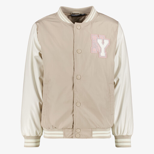 Meisjes bomberjack beige wit