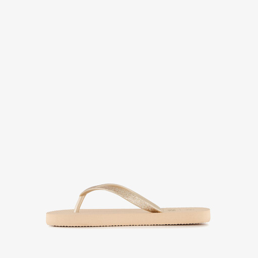Meisjes teenslippers met glitters geel goud