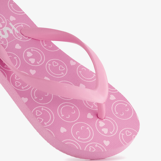 Meisjes teenslippers met smileys roze