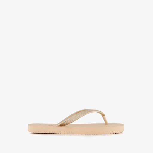 Meisjes teenslippers met glitters geel goud