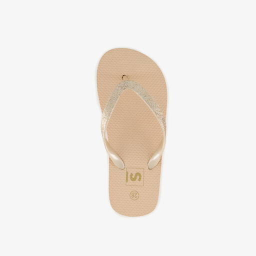 Meisjes teenslippers met glitters geel goud