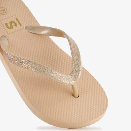 Meisjes teenslippers met glitters geel goud