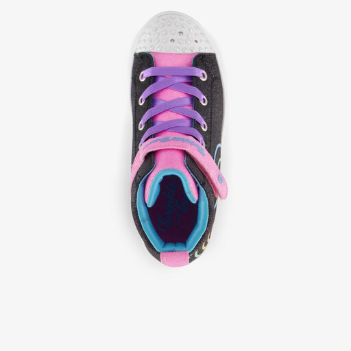 Twinkle Toes hoge meisjes sneakers met lichtjes zwart roze