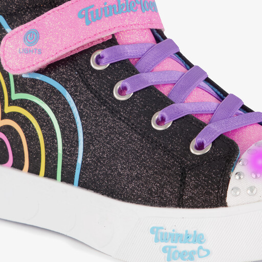 Twinkle Toes hoge meisjes sneakers met lichtjes zwart roze