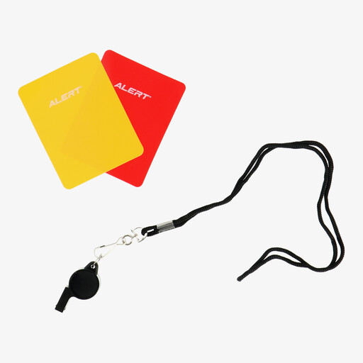 Scheidsrechtersfluitje met kaarten