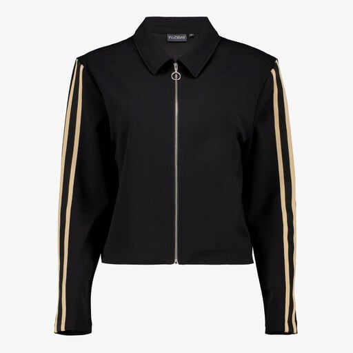 Dames jas met beige strepen zwart