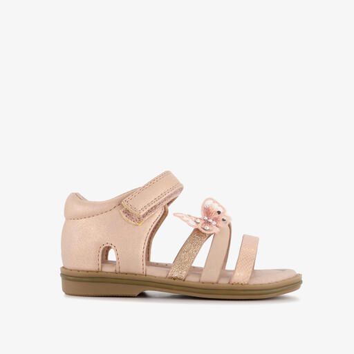 Meisjes sandalen met vlinder roze goud