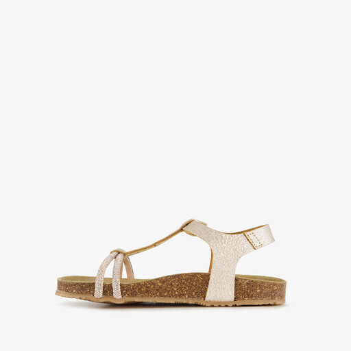 Leren meisjes sandalen met glittersteentjes
