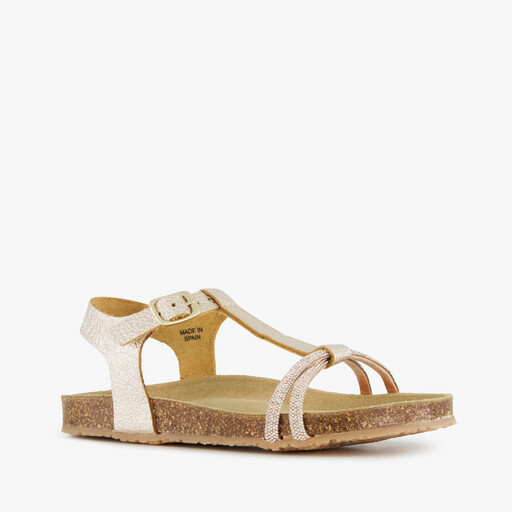 Leren meisjes sandalen met glittersteentjes