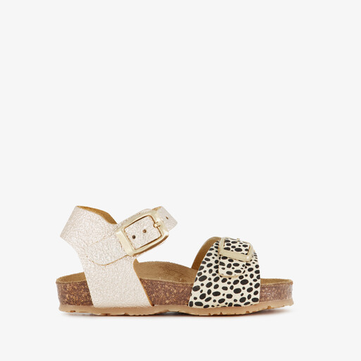 Leren meisjes sandalen goud dierenprint