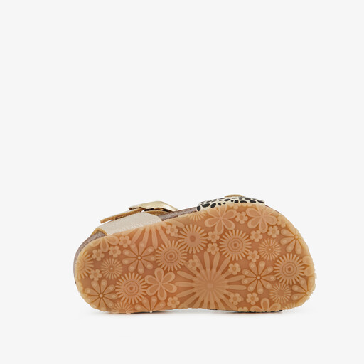 Leren meisjes sandalen goud dierenprint