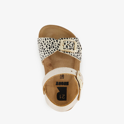 Leren meisjes sandalen goud dierenprint