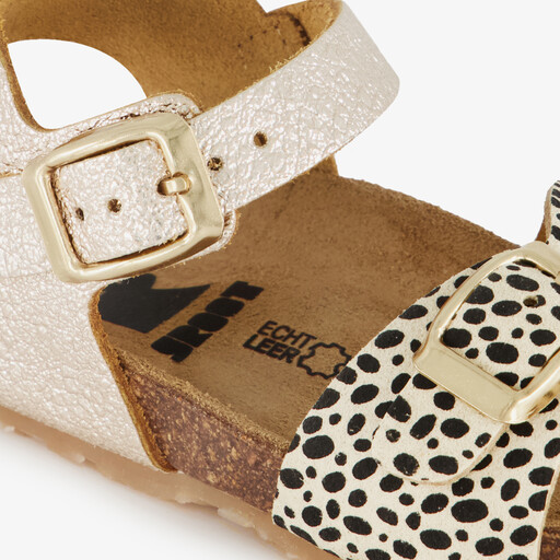 Leren meisjes sandalen goud dierenprint